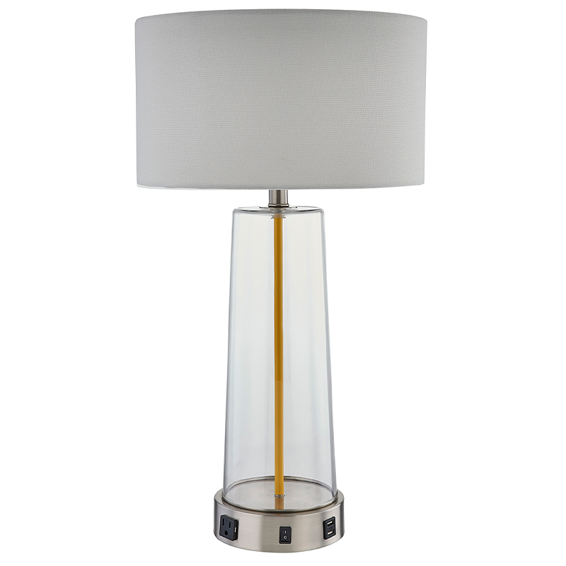 Home2 Hotel Glass Table Lamp พร้อมสวิตช์/off rocker ทางออกที่สะดวกและพอร์ตชาร์จ USB ที่ห้องพักของโรงแรม